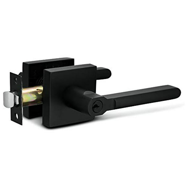 for Front Door or Office Berlin Modisch Entry Lever Door Handle Lock and Key Sleek Round Locking Lever Set Reversible for Right & Left Sided Doors Heavy Duty Iron Black Finish 
